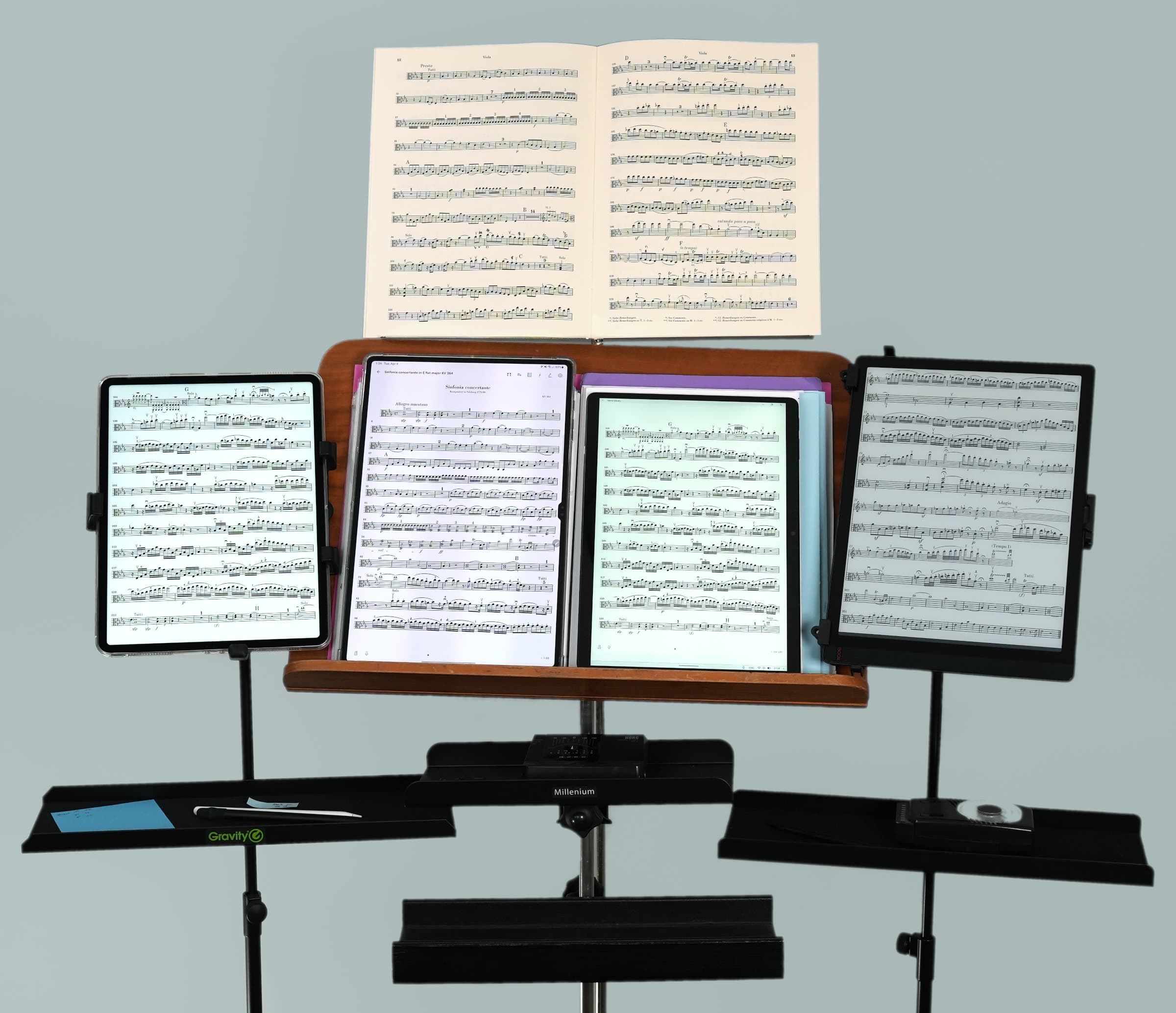 Banc d’essai de tablettes pour partitions (iPad, tablette Android, liseuse, partitions, pupitres)